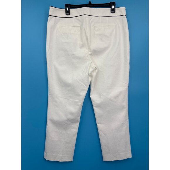 Ann Taylor Factory The Ankle Trouser Pant White With Black Piping Sz 14 NEW - Picture 5 of 6